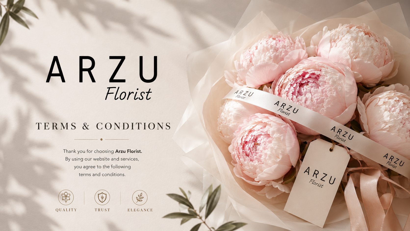 ARZU Florist terms and condition pages header